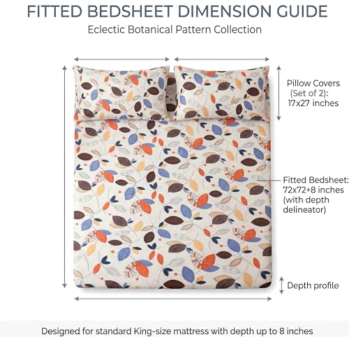 Image of VAS COLLECTIONS Cloud Cotton Corner Elastic Fitted Double Bedsheet Set (78 x 72 + 8 Inches) with 2 Pillow Covers | 160-180 TC Soft Breathable Cotton Fitted Sheet | Bed Sheet (Petal Print)