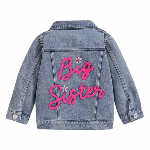 Moily Little Girls Classic Denim Jacket Letter Embroidered Coat Casual Outerwear2