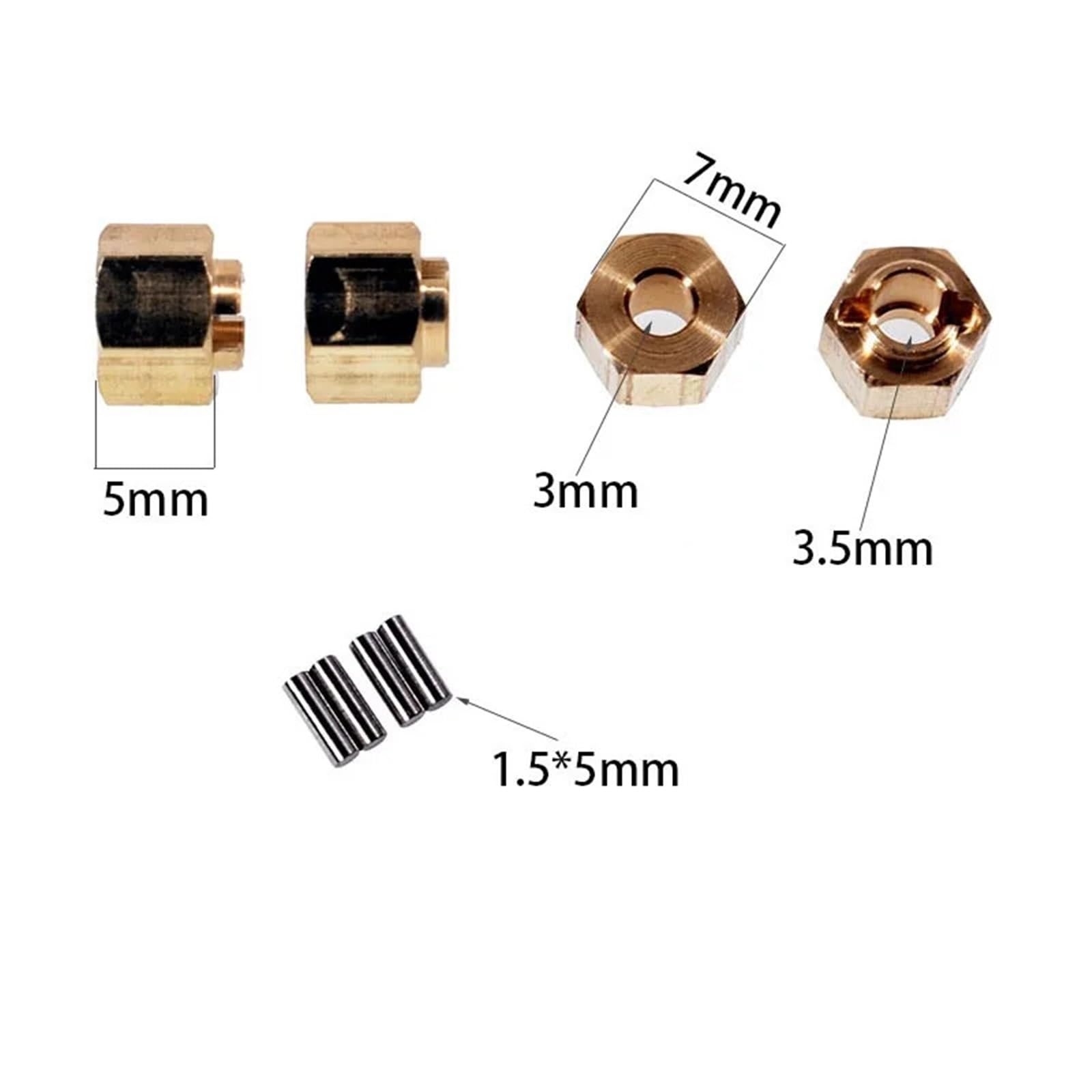 Per FMS Per FCX24 Per FCX18 Per FCX24-07 1/24 Ottone 7mm Ruota Spessore Esagonale 4/5/6mm RC Crawler Aggiornamento Accessori Giocattoli Rc