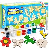 JOYIN Wooden Magnets, Spring Arts & Crafts for Boys and Girls Ages 4+, Childrens Painting Craft Activities Kit, Craft Toys Gifts for 4, 5, 6, 7, 8, 9, 10, 11 & 12 Year Old Kids