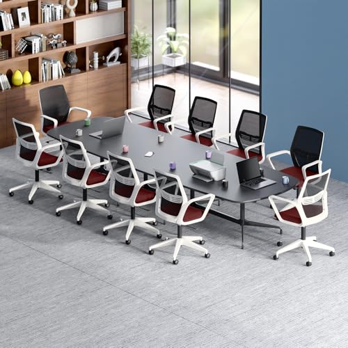 Image of Interio by Godrej Vurv Mesh Mid Back Study Chair (Milan Red, Set of 10) | 1 Year Warranty | Ergonomic | Work from Home | Height Adjustable | Heavy Duty Polypropylene Base | DIY Installation