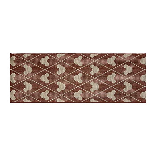 Gertmenian Mickey Mouse Indoor Outdoor Rug Disney Home Decor Perfect Area Carpet for Deck Patio Sunroom Office Playroom Living Room 2x6 Runner Diamond Tile Apple Red 31310