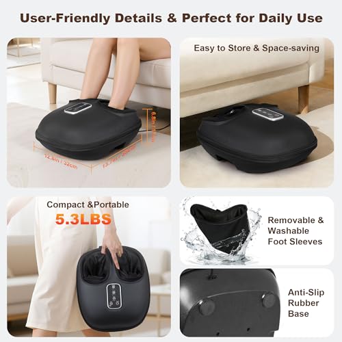 Image of H&B Luxuries Foot Massager with Heat, Shiatsu Feet Massager with Multi-Level Setings & Remote Controller, Effective Relaxation.Compact Size for Home or Office Use, Ideal for Women Mom.