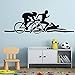 Triathlon athlète autocollant mural vélo natation course sport vinyle sticker mural santé Fitness Mural autocollant mural A7 126X42 CM
