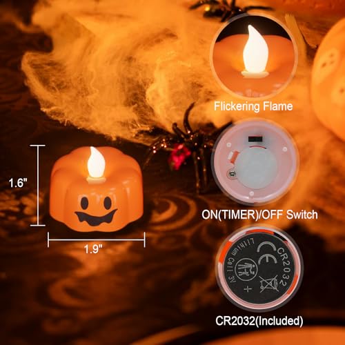 Image of GenSwin Pumpkin Halloween Flameless Candles Battery Operated with Timer