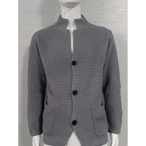 Men's Casual Stand Collar Cardigan Sweaters Long Sleeve Open Front Knitted Sweater Slim Fit Cable Knit Cardigans2