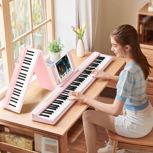 TERENCE E Piano 88 Tasten Rosa, Keyboard Piano mit Halbgewichtet...