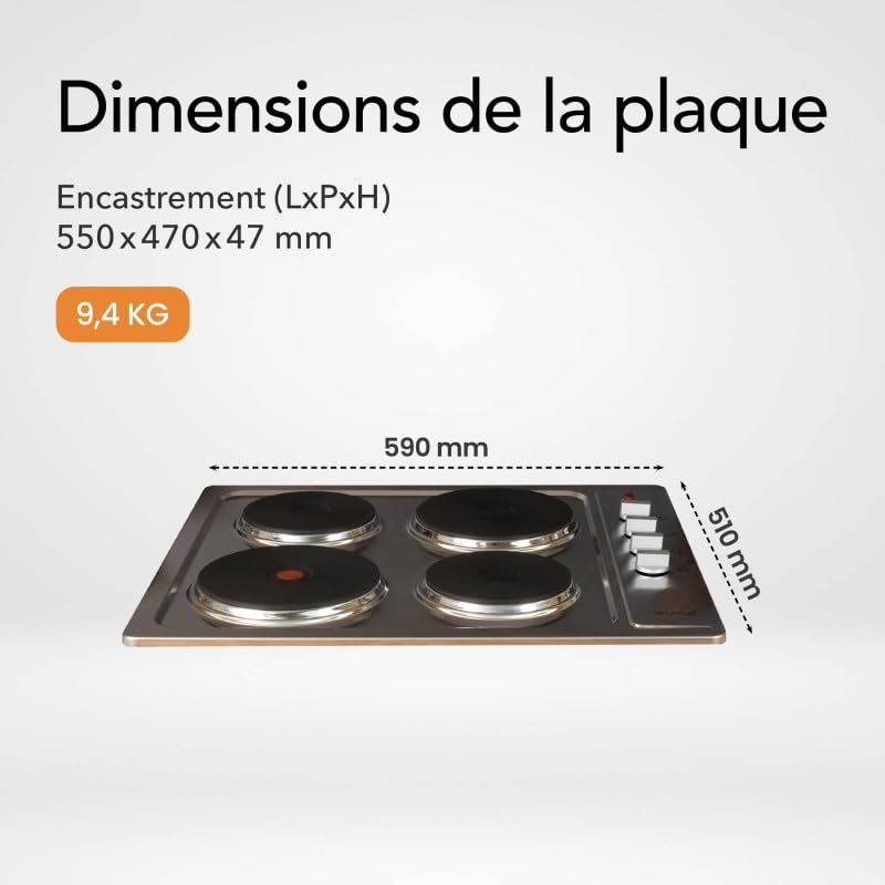 PLAQUE DE CUISSON ÉLECTRIQUE INOX 4 FEUX 5500 W| BELDEKO