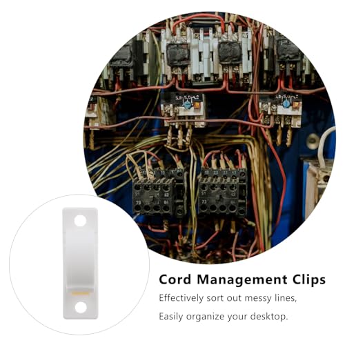 SEWACC 20 piezas Clips adhesivos para cables organizadores grandes blancos para gestión de cables en electrónica doméstica y escritorio miniatura 3
