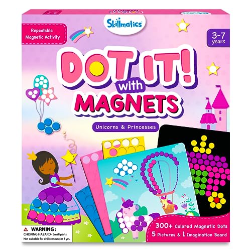 Skillmatics Art Activity - Dot It with Magnets Unicorns & Princesses, No Mess Repeatable Art for Kids, Craft Kits, DIY Creative Activity, Gifts for Boys & Girls Ages 4, 5, 6, 7, Travel Toy