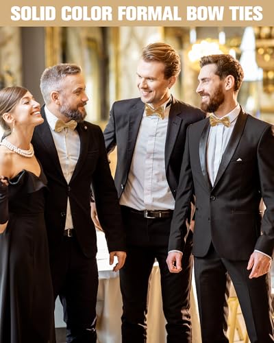 Image of Hercicy 20 Pieces Bow Ties for Men, Formal Satin Solid Tuxedo Adjustable Length Pre Tied Bow Ties for Wedding Celebration