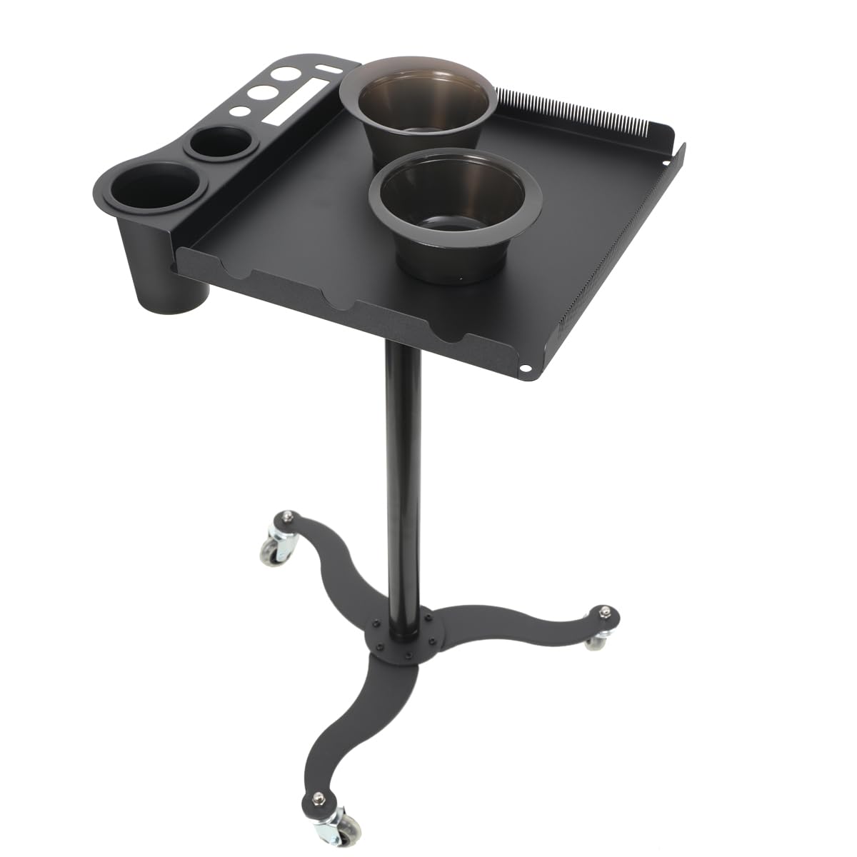 Ecutee Barber Trolley Rolling Salon Tray Cart Hairdressing Trolley For Hair Cutting Coloring Hairdresser, Trolley Tool For Tattoo Medical Beauty, Movable 70-104Cm Height Adjusted With 3 Wheels
