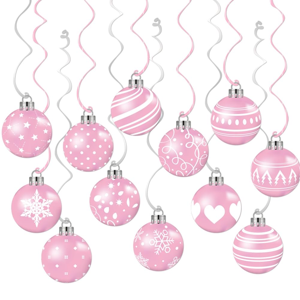 CTRLZS 24PCS Pink Christmas Balls Hanging Decoration Xmas Party Decor Ornaments Holiday Supplies Christmas Tree Hanging Pendant