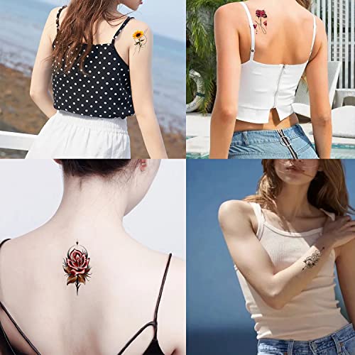 64 Sheets Of Flower And Butterfly Temporary Tattoos For Women And Girls - Adhesive Fake Tattoo Stickers For Arm, Hand, Face, And Finger Decoration #TOP2