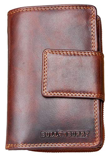 Spacious Large RFID Leather Wallet Bull Burry Whole Made of a Strong Genuine Cowhide