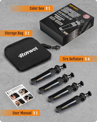 Image of Pro-Calibrated Tire Deflator kit 10-30PSI(4PCS) ±2 PSI High Accuracy, CNC-Machined Brass, Air Down Tire Deflators for Off-Road, SUV, Truck