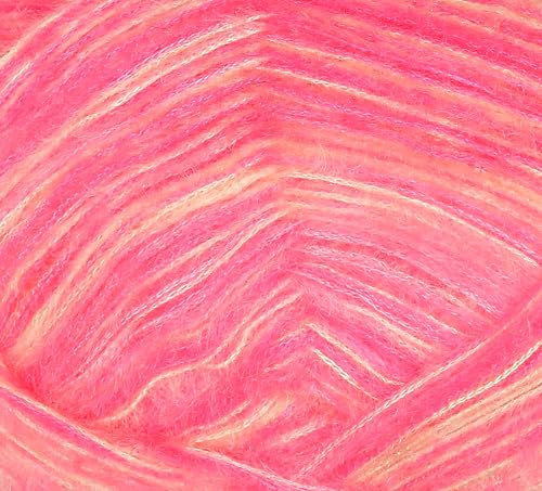 Image of M.G ENTERPRISE Knitting Wool Yarn, Soft Fancy Feather Wool Multi Strawberry 100 GMS Best Used with Knitting Needles, Soft Fancy Wool-PE Art-HDE