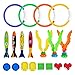 YHmall 19 Piezas Juguetes de Buceo, Juguetes Set para bucear Piscina Que se Hunden en el Agua en Verano para Niños, Torpedo, Gemas, Algas, Anillo
