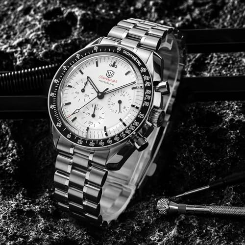 Image of watchdives WD1863 Men Chronograph Watch Japan VK63 Quartz Sports Watches 40mm Bubble Sapphire Crystal Wristwatch 100M Dive Watch