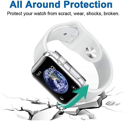2 Pack Transparent Case Compatible with Apple Watch 38mm 1 /2 / 3 Series, Screen Protector, Soft TPU Cover Case for iWatch 38mm Series 1/2/3