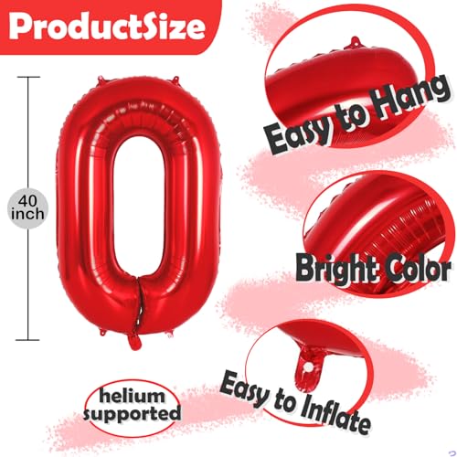 Image of Red 6 Balloon Number Red Gold Happy Birthday Decorations Foil Mylar Large Number Balloons 40inch 6 Birthday Balloon 6th Party Decorations Supplies(Number 6 balloons)