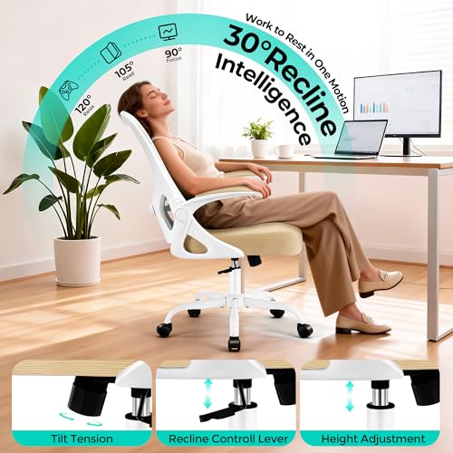 Image of AreShark Office Chair - Ergonomic Breathable Mesh Desk Chair with Adjustable Lumbar Support and Flip-up Armrests - Executive High Back Rolling Swivel Comfortable Computer Gaming Chair for Home Office