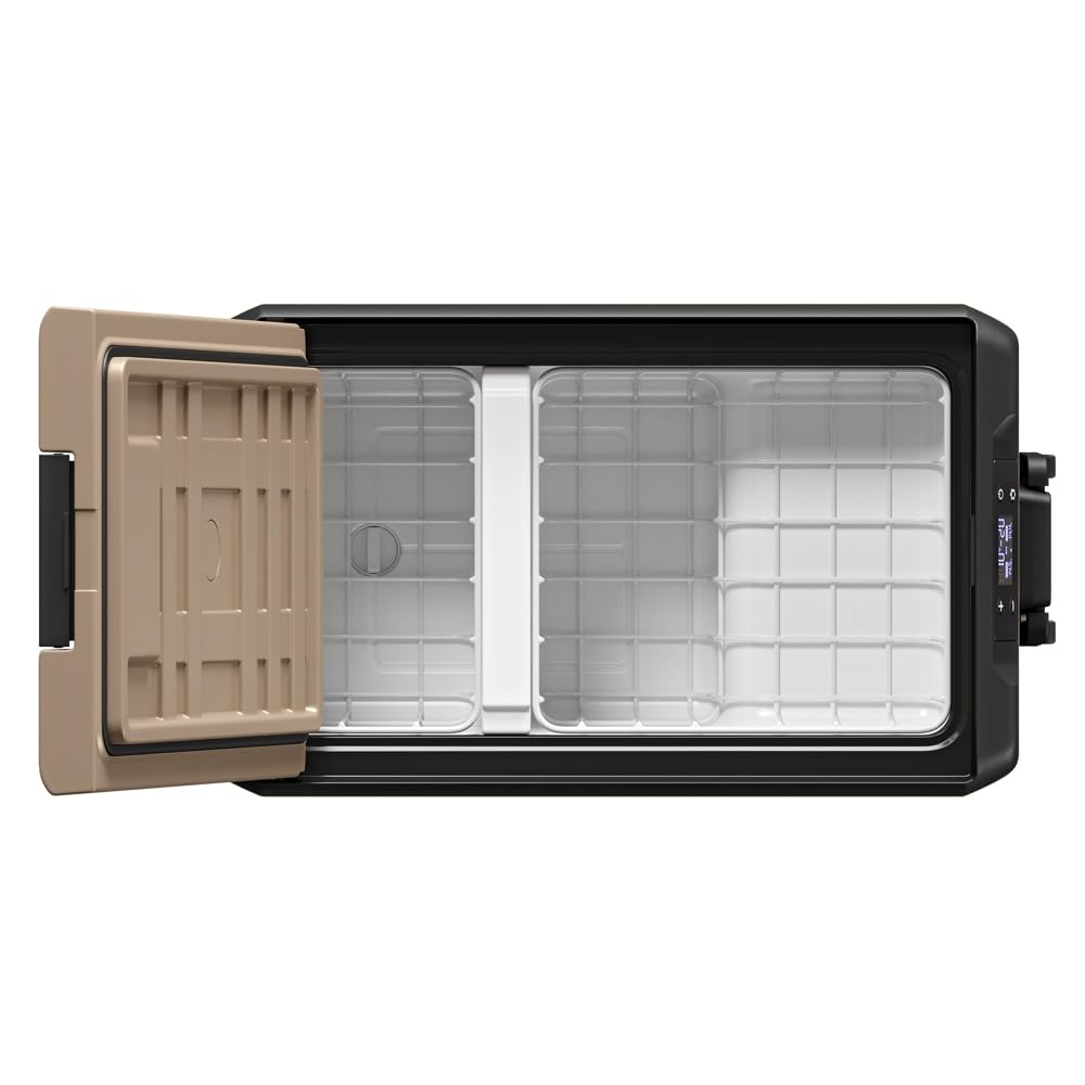 Yolco KX30 piaskowa lodówka podróżna z kompresorem, 28 l, Dual Zone, od -20°C do +20°C, 12/24 V i 230 V, aplikacja Bluetooth, przenośna lodówka samochodowa na kemping, Vanlife i podróże