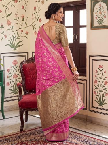 Image of AKHILAM Women's Multicolor Litchi Silk Ethnic Motif Print Saree With Unstitched Blouse Piece|sarees for women | litchi silk sarees