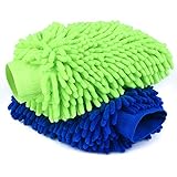 Car Wash Mitt 2 Pack - Extra Large Size Clean Tools Kits- Premium Chenille Microfiber Winter Waterproof Cleaning Mitts - Washing Glove with Lint Free & Scratch Free