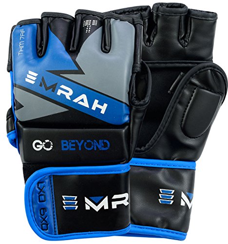 Emrah V2.0 Mma Gloves Grappling Martial Arts Sparring Punching Bag Training (Blue, Medium) #TOP1