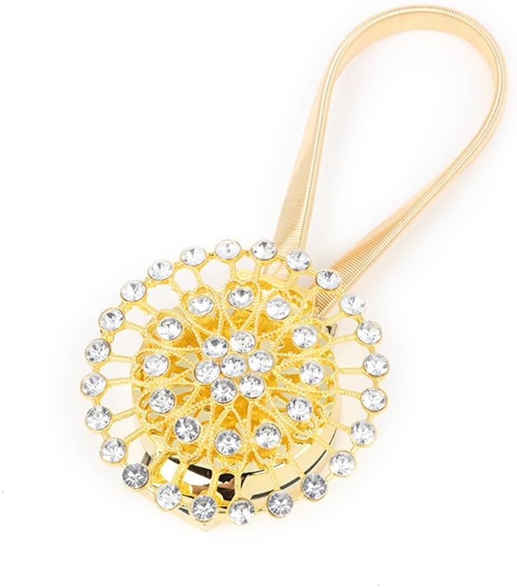Retro Non-Perforated Curtain Straps Alloy Diamond Inlaid Curtain Magnetic Buckle Curtain Straps (Color : D) (A)
