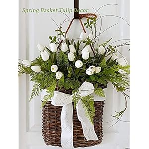 Beferr white tulips artificial flowers 18pcs faux silk tulip real touch tulip fake flowers bouquets arrangements for easter spring flowers valentines day mothers day flower gifts home table decor  urban country home decor