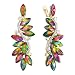 BriLove Women's Wedding Bridal Crystal Multi Marquise Filigree Flower Chandelier Clip-On Dangle Earrings Vitrail Medium Gold-Tone