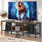 FURRIFIC 160cm Mueble para TV 75/70/65 Pulgadas Moderno con Regleta, 160cm Mesa para TV de 3 Niveles (4 Salidas y 2 Puertos...