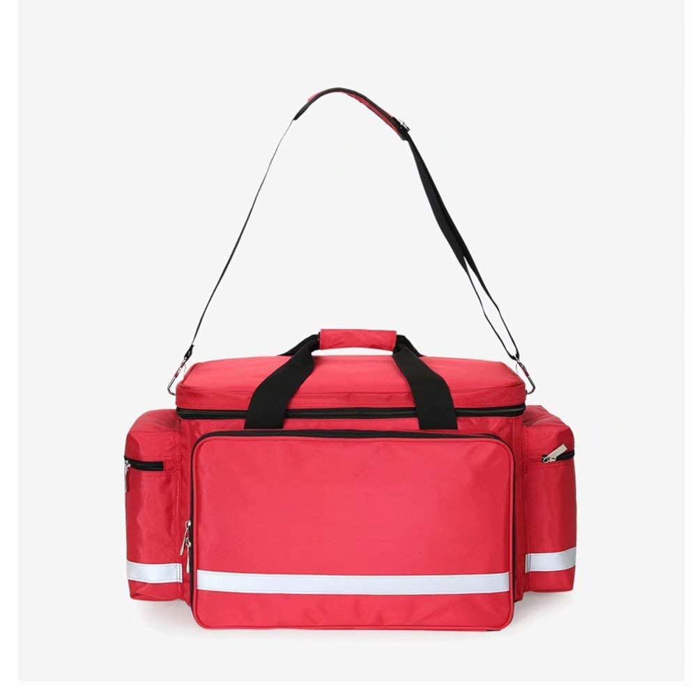 First Aid Kit Portable Waterproof Oxford Cloth First Aid Kit High Capacity Compact and Lightweight First Aid Bag with Shoulder Strap EMT Emergency Survival Kit (Only Empty Package) (czerwony)