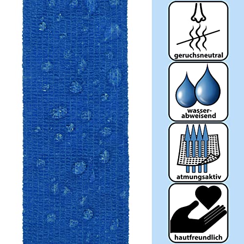 ALPIDEX 6 Rollen Haftbandage 5 cm x 4.5 m Selbstklebender Verband Pet Bandagen Fixierband Sport Vet Wrap Tape Selbsthaftend, Farbe:blau