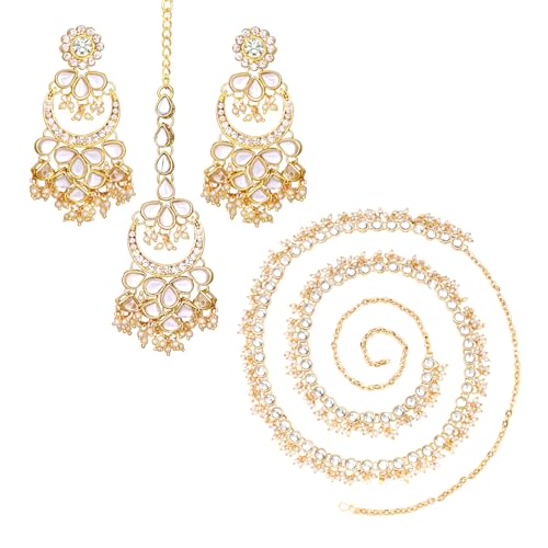 Image of Peora Kundan Faux Pearl Traditional Jewellery Set Gift for Women