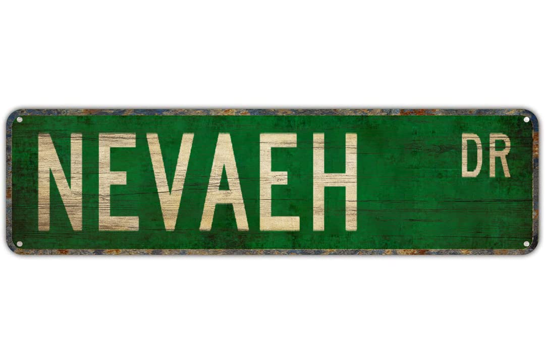 peiyeety Vintage Metal Tin Sign Decorative Wall Art Nevaeh Dr Themed Street Sign, Rustic Style, Durable Waterproof Rustproof, For Home, Personalized Decor, Entryway, Easy To Mount, 4x16 Inch