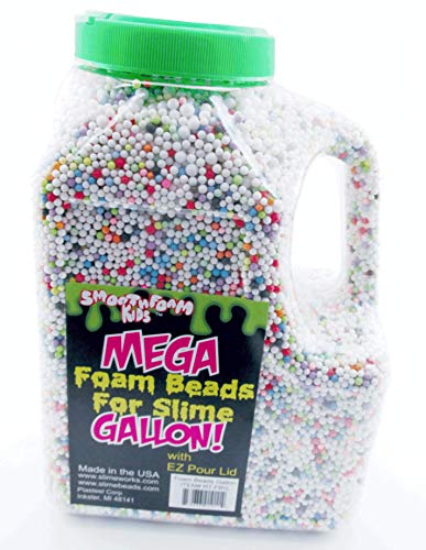 Foam Beads for Slime - Approx. 300,000 Pieces (2-3mm) - Easy Pour Gallon - Smoothfoam Kids (Rainbow)