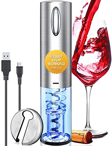 Electric Wine Opener, Automatic Wine Opener Electric Wine Bottle Opener, Electric Bottle Opener Electric Corkscrew Wine Bottle Opener Electric Rechargeable, Electronic Wine Openers(Stainless Steel)