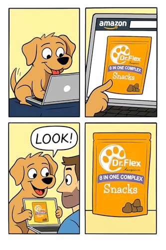 Dr. Flex 8in1 Hundeleckerli Multivitamin Komplex 60 Soft-Chews mit Probiotika Hund, Vitamine C E, Lachsöl, MSM, Chondroitin, Glucosamin, Rinderkollagen, Hyaluronsäure für Immunsystem Verdauung Gelenke