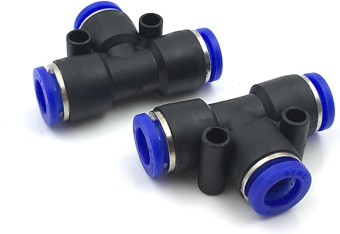 50 raccordi pneumatici in polietilene a 3 vie per tubi da 4 mm, 6 mm, 8 mm, 10 mm, raccordi a bloccaggio rapido per tubo dell'aria in plastica resistente