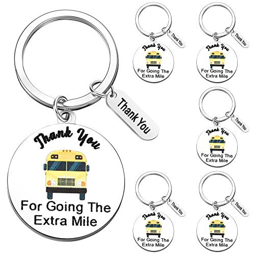 Weysat 6 Pcs School Bus Driver Appreciation Gifts Bus Drivers Keychain Gifts Safe Stainless Steel Bus Drivers Keychain in Bulk Thank You Gifts for Men Women Retirement Driver Leaving