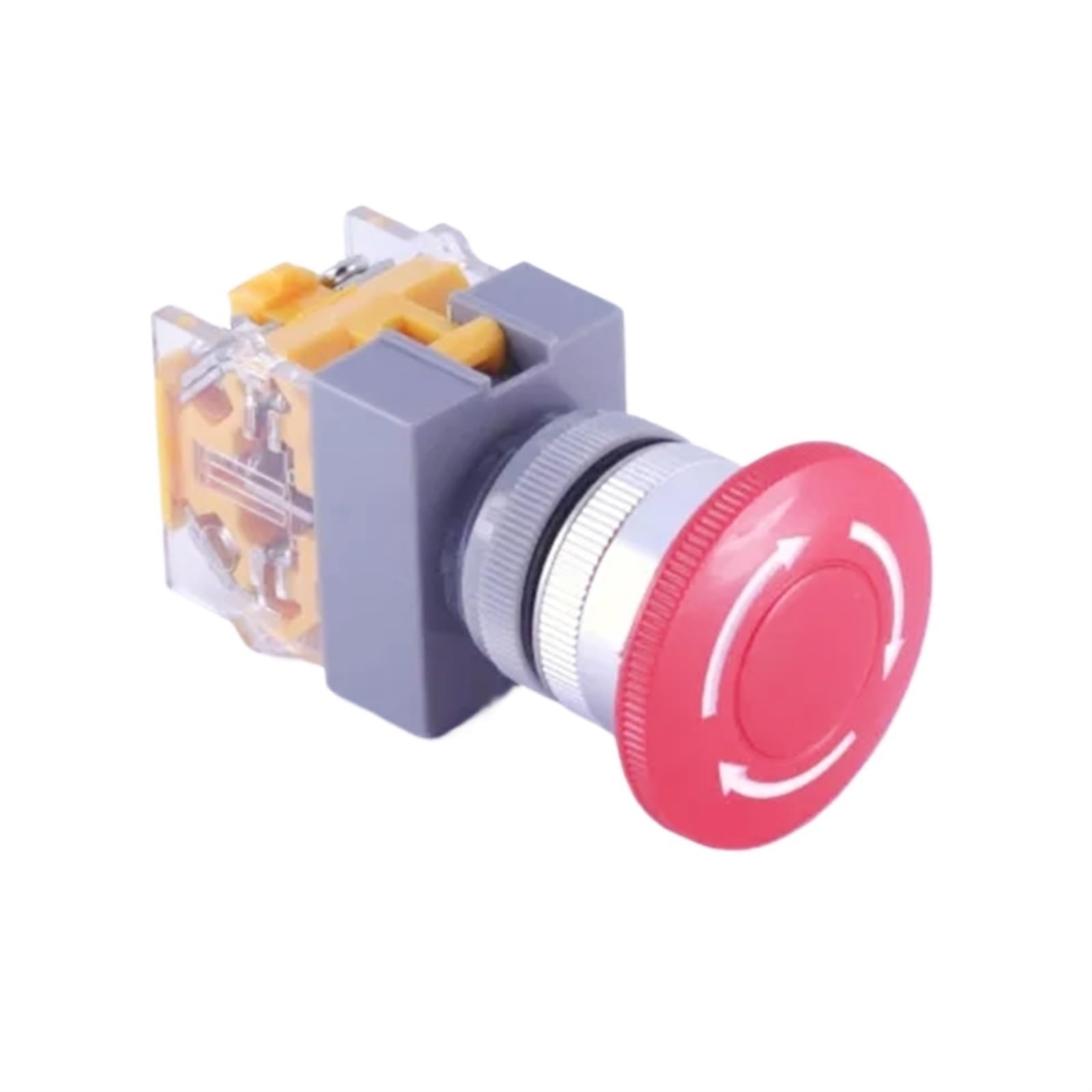 JNURGWLYH 22mm Flat Head Screw Terminal Emergency Switch RED Cap Color 1NO1NC momentary Push Button Switch(Rosso)