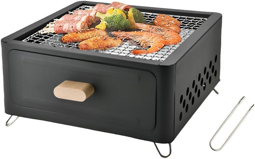 AIZYR Korean BBQ Charcoal Grill, Hibachi Grill Outdoor Camping Stove Portable Charcoal Stove for Household Picnic Camping,White