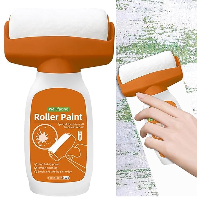 Wall Repair Paint Roller (500g) | 2-in-1 Multifunctional Brush & Roller for Cracks, Stains, and DIY Renovations - Compact, Refillable, Easy-to-Use, and Perfect for Seamless Wall Repairs and Touch-Ups