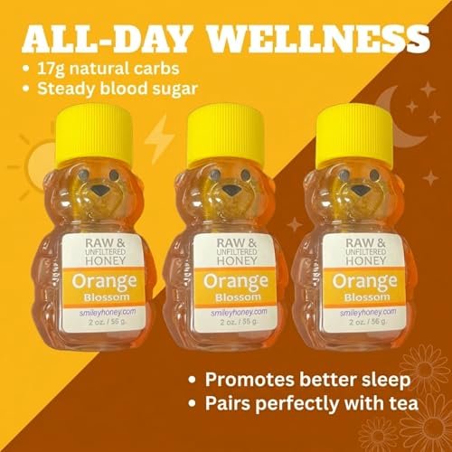 Paquete de 3 frascos de miel pura naranja 2oz miniatura 7