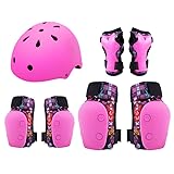 SPITO Skate-Helm Kinder Helm Fahrradhelm 7 in 1 Protektorenset Kinder mit Knieschoner Ellenbogenschoner und Handgelenkschoner für Kinder Erwachsene in verschiedenen Größen und Farben