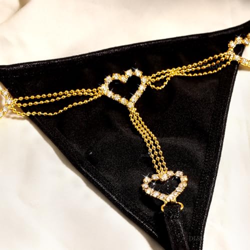 Image of Chain Thong Underwear for Women, Adjustable Rhinestone Panties