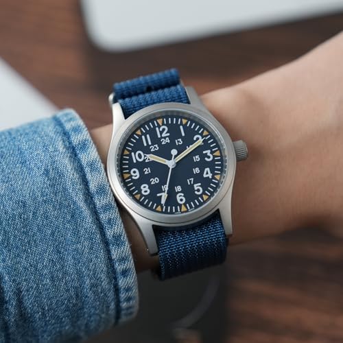 Image of Militado ML05 38mm VH31 Quartz Watch - Domed Sapphire Crystal Field Watch C3 Super Luminous Retro Sweep Wrist Watch for Men 100M Waterproof